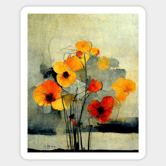 Yellow flowers in an aquarelle painting Sticker by AmazinfArt